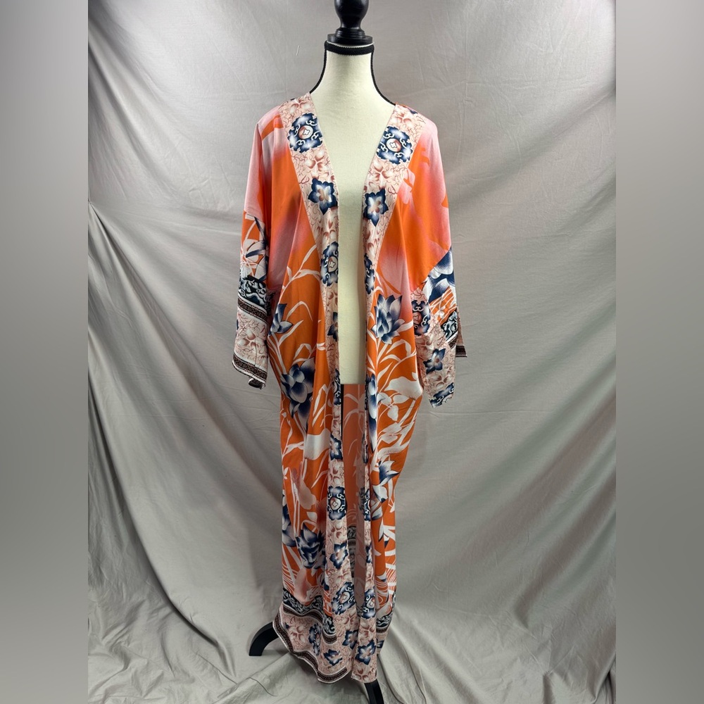 Coral Bloom Boho Kimono Cover-Up - Picture 7 of 8
